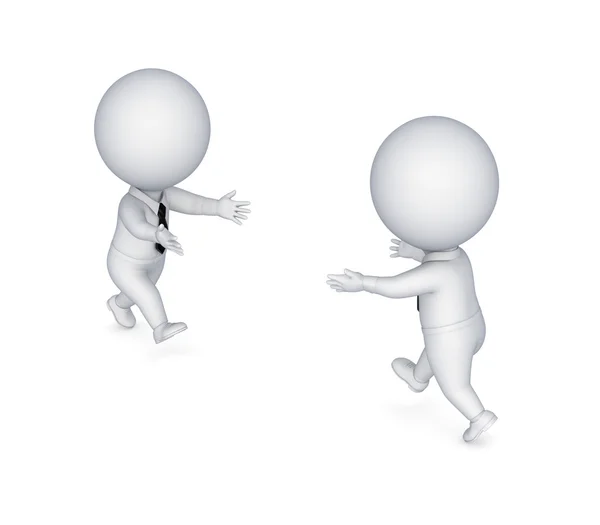 3d small running to each other. — Stock Photo, Image