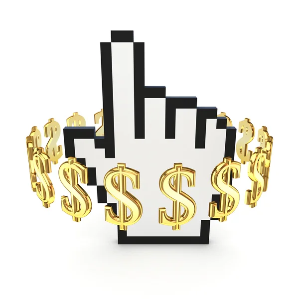 Dollar signs around cursor. — Stock Photo, Image
