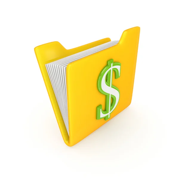 stock image Dollar sign on a yellow folder.