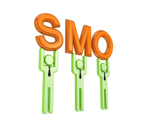 3D małe słowo SMO w ręce. — Zdjęcie stockowe