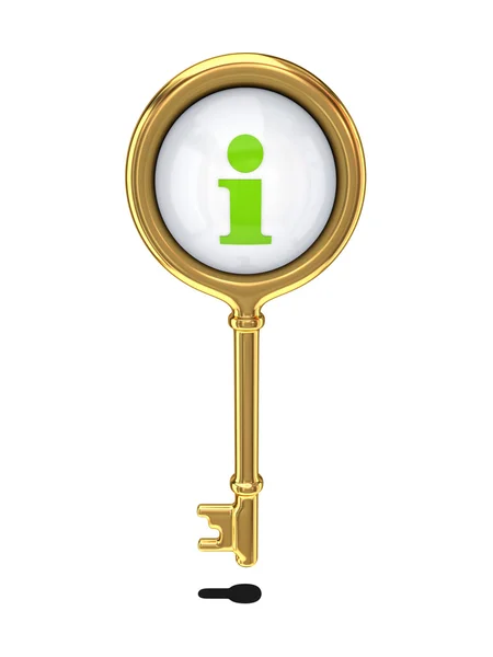 Gouden sleutel met info symbool. — Stockfoto