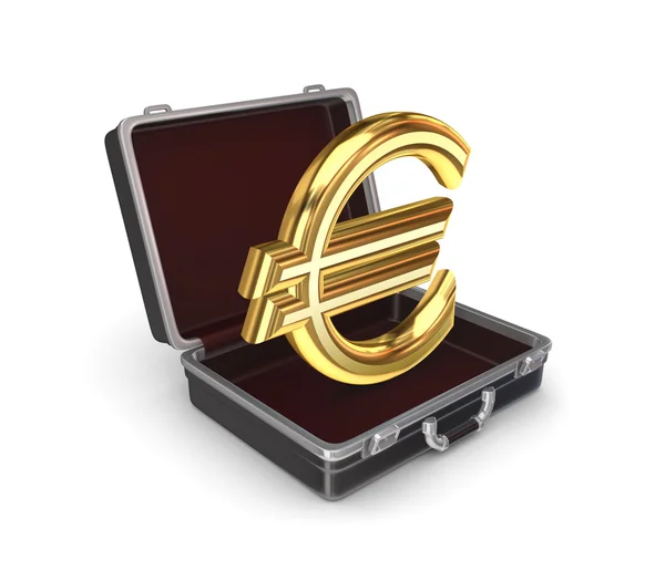 Euro simgesi ile bavul. — Stok fotoğraf
