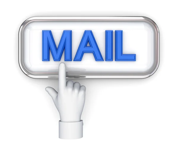 Hand pushing button MAIL. — Stock Photo, Image