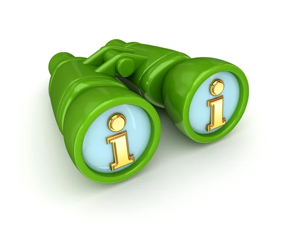 Binoculars with Info symbol. — Stock Photo, Image