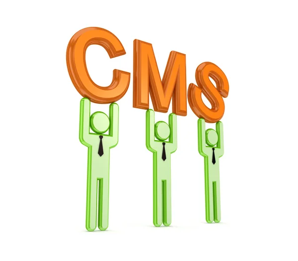 3D malé CMS slovo do rukou. — Stock fotografie