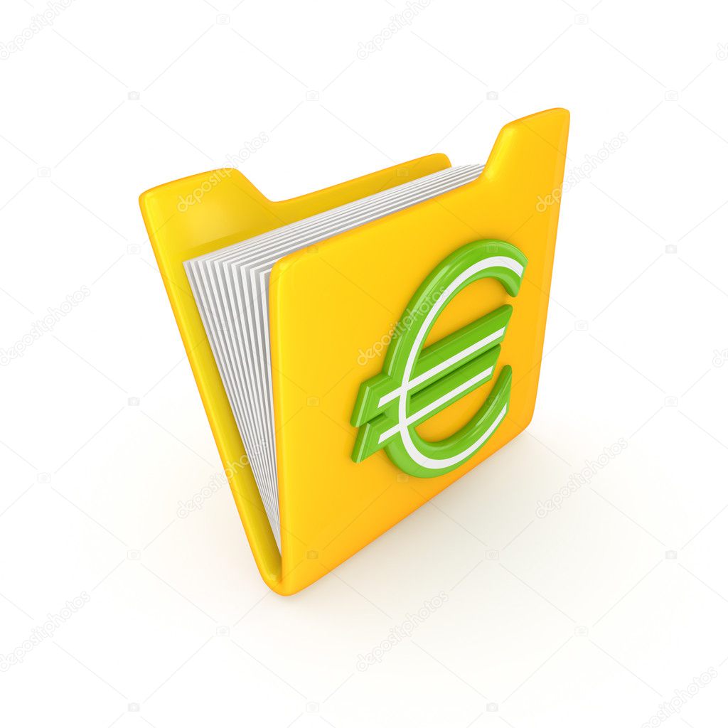 Euro sign on a yellow folder.