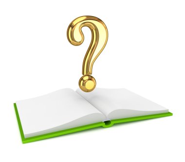 Opened book and golden query symbol. clipart