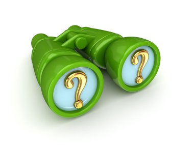Binoculars with query symbols. clipart