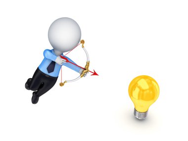 3d small person shooting at a lamp. clipart