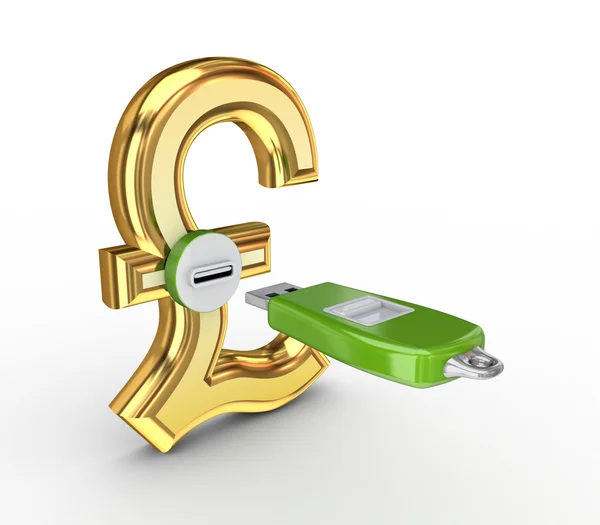 USB flash memory and pound sterling sign. — Stock Photo, Image