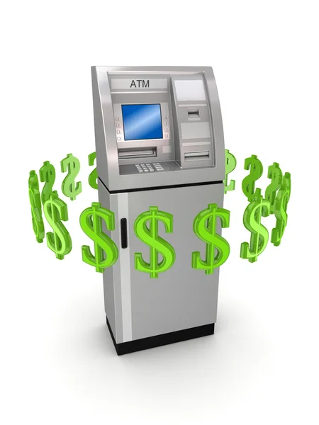 Dollar-Zeichen rund um den Geldautomaten. — Stockfoto