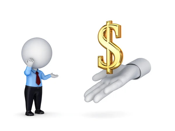 3d small person looking for a dollar concept. — Stock Photo, Image