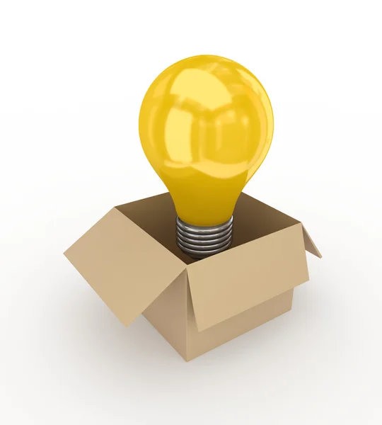 Idea symbol in a carton box. — Stock Photo, Image