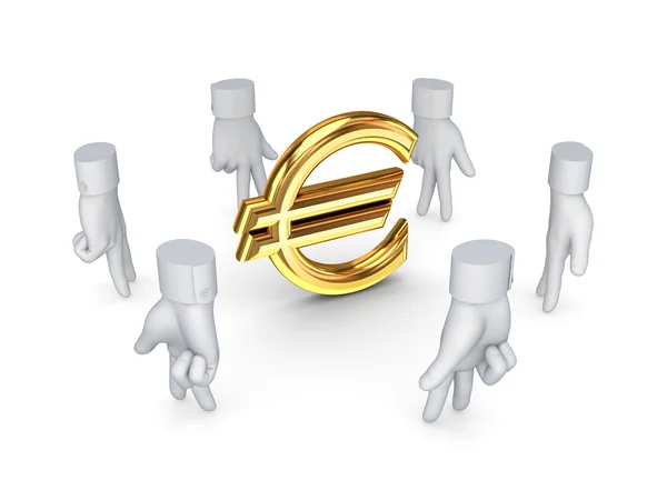 Stylizované kurzory kolem symbolu měny euro. — Stock fotografie