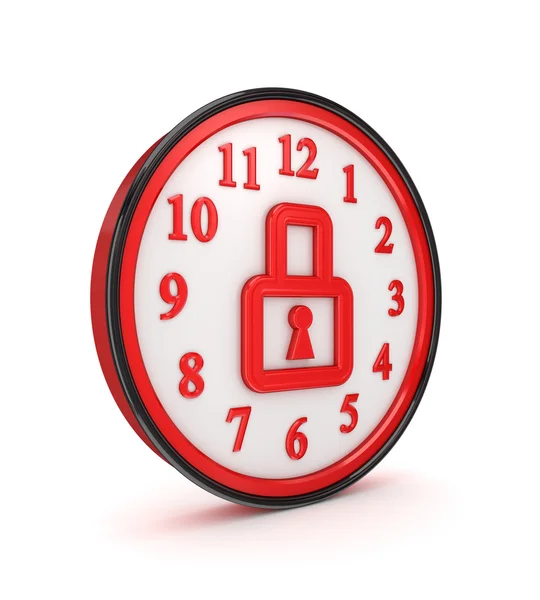 Icona di blocco su un orologio rosso . — Foto Stock