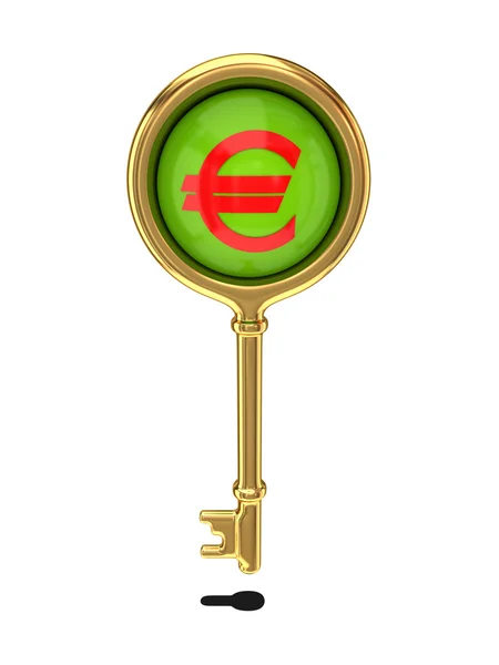 Golden key with a euro sign. — Stock Photo, Image