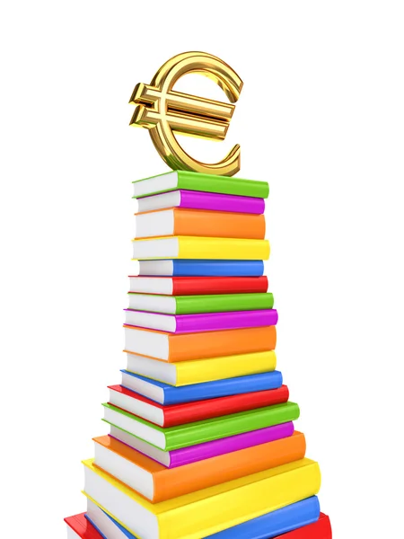Euro segno su un grande pacchetto di libri . — Foto Stock