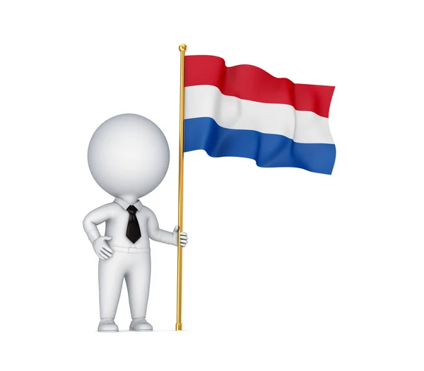 Hollanda bayrağı ile 3D küçük kişi. — Stok fotoğraf