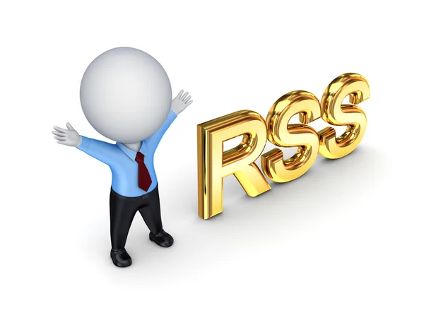 3D-kleine persoon en rss-symbool. — Stockfoto