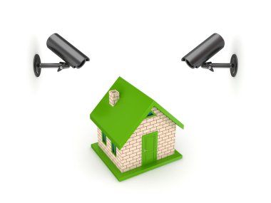 Observation cameras and small house. clipart