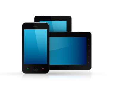 Modern tablet pc and mobile phone. clipart