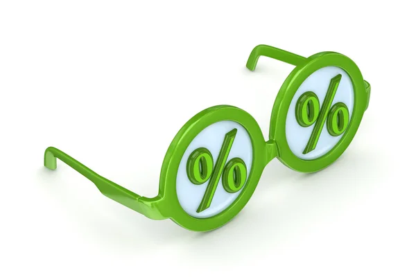 Ronde bril met procenten symbool. — Stockfoto