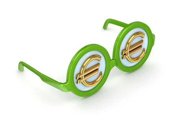 Round glasses with euro sign. — Stock Photo, Image