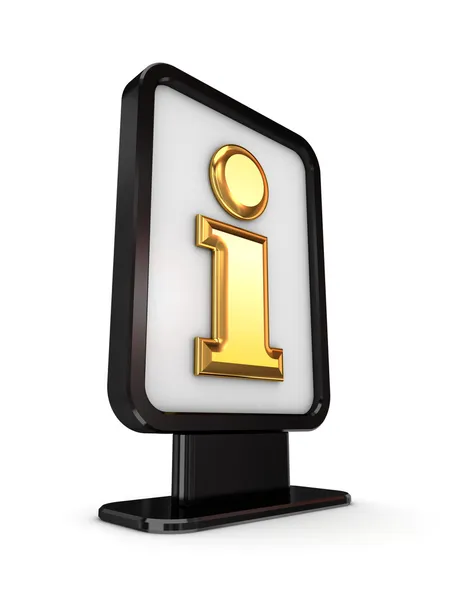Lightbox preto com símbolo de informação dourada . — Fotografia de Stock