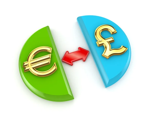 Euro und Pfund Sterling. — Stockfoto