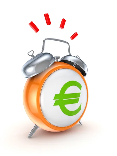 Вінтажний годинник з зеленим знаком євро . — стокове фото