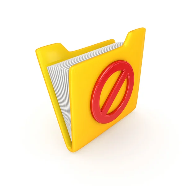 Símbolo de parada rojo y carpeta amarilla . —  Fotos de Stock