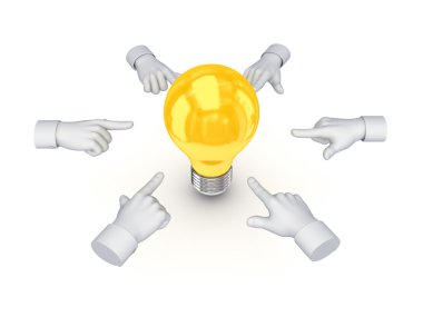 3D el imleçler fikir sembolleri çevresinde.