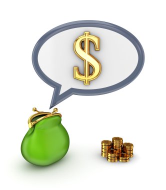 Dollar sign and green purse. clipart