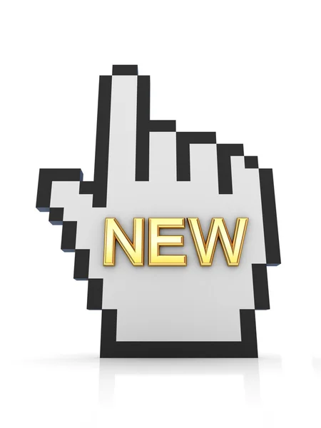 Golden word NEW and large cursor. — Stock Photo, Image
