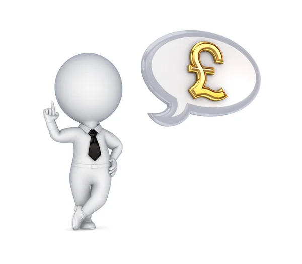 3d small person and pound sterling sign — Stock Photo, Image