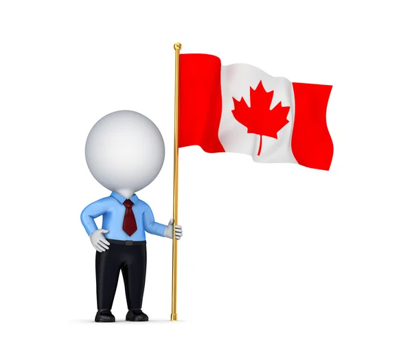 3D małego człowieka z kanadyjską flagę. — Zdjęcie stockowe