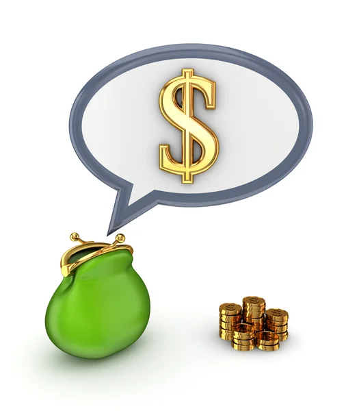 Dollar sign and green purse. — Stock Photo, Image