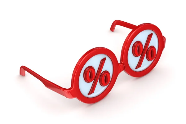 Óculos redondos com símbolo de percentagens . — Fotografia de Stock