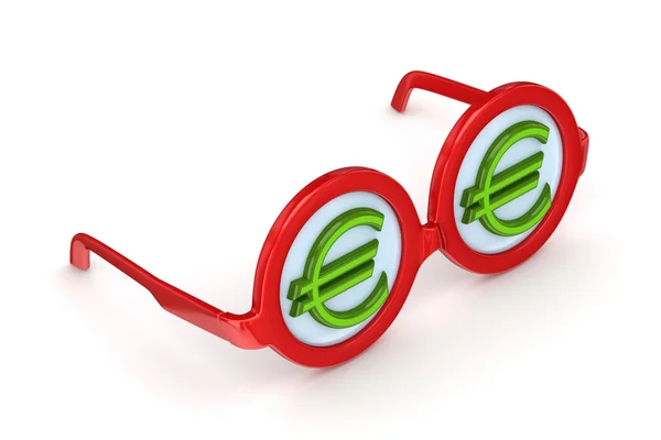 ユーロ通貨記号と丸いメガネ. — ストック写真