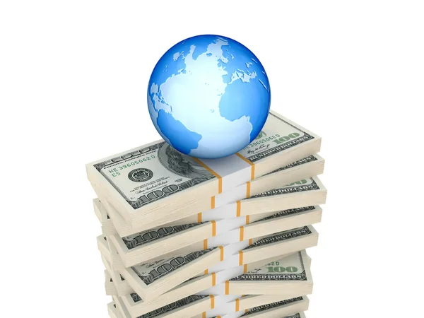 Glob na opakowaniach Dolar. — Zdjęcie stockowe