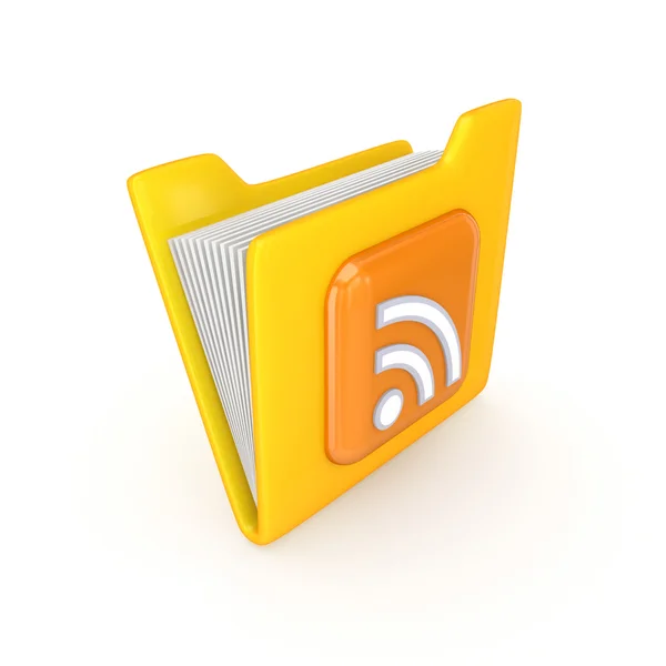 Yellow folder with RSS symbol. — Stock Photo, Image