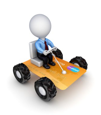 Stylized small car made of credit card. clipart