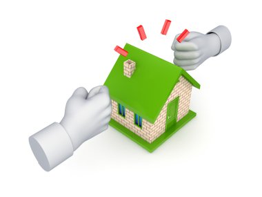 Two fists and small house. clipart
