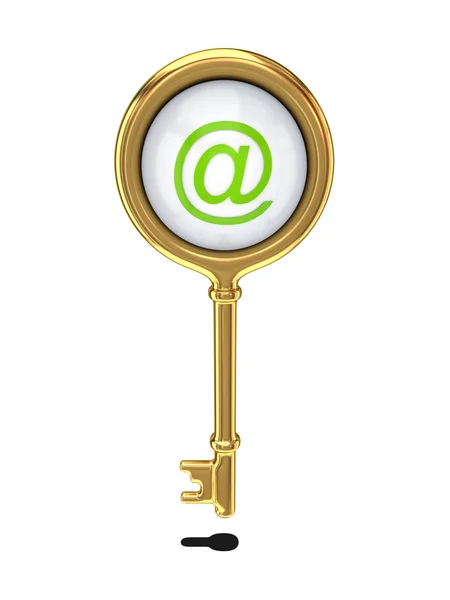 Golden key with AT symbol. — Stock Photo, Image