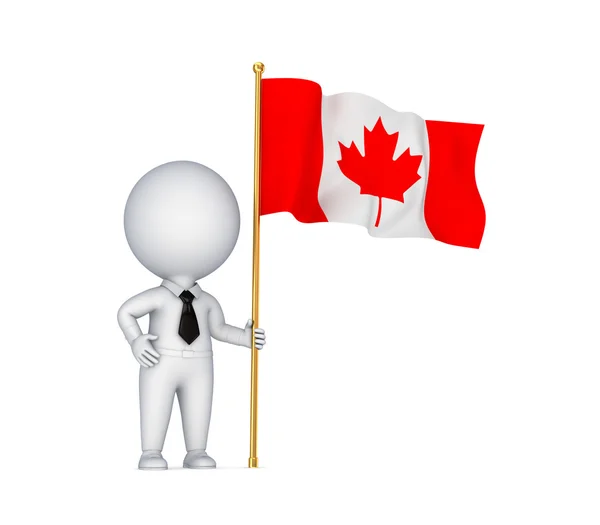 3D malá osoba s kanadská vlajka. — Stock fotografie