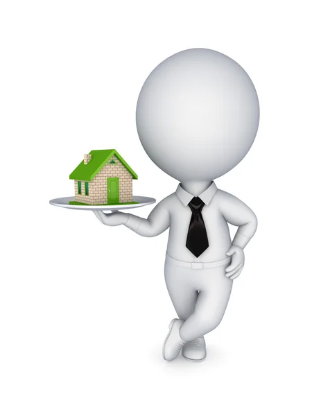3d person pulling hands to small house. — Stock Photo, Image