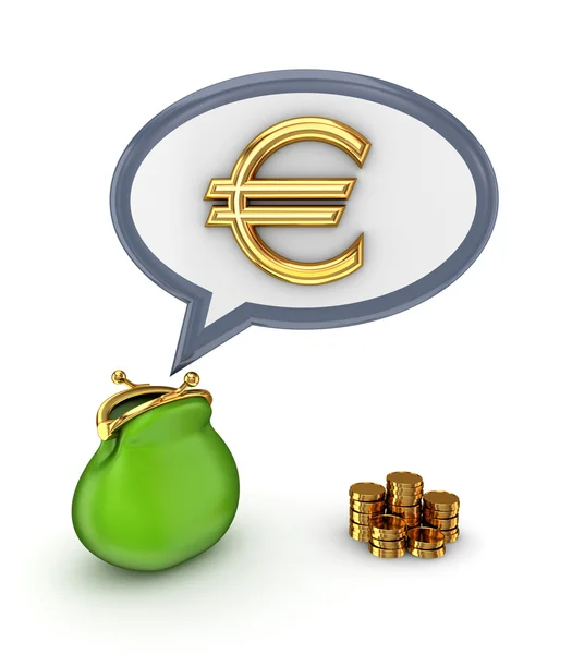 Euro işaretini ve yeşil çanta. — Stok fotoğraf