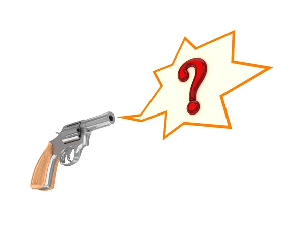 Revolver and query mark. — Stock Photo, Image