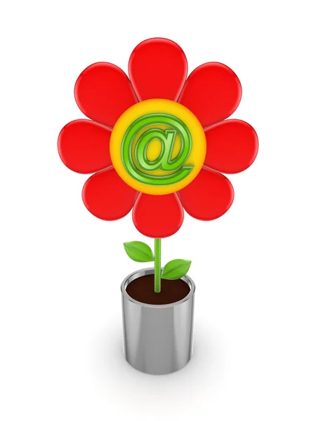 Cute flower with AT symbol. — Stock Photo, Image