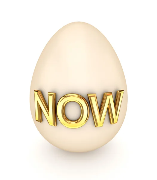 Gros œuf avec une signature MAINTENANT . — Photo